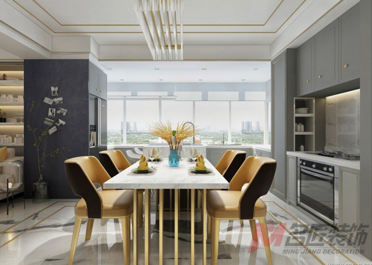 现代轻奢风格室内装修设计效果图-保利天玺三居135平米