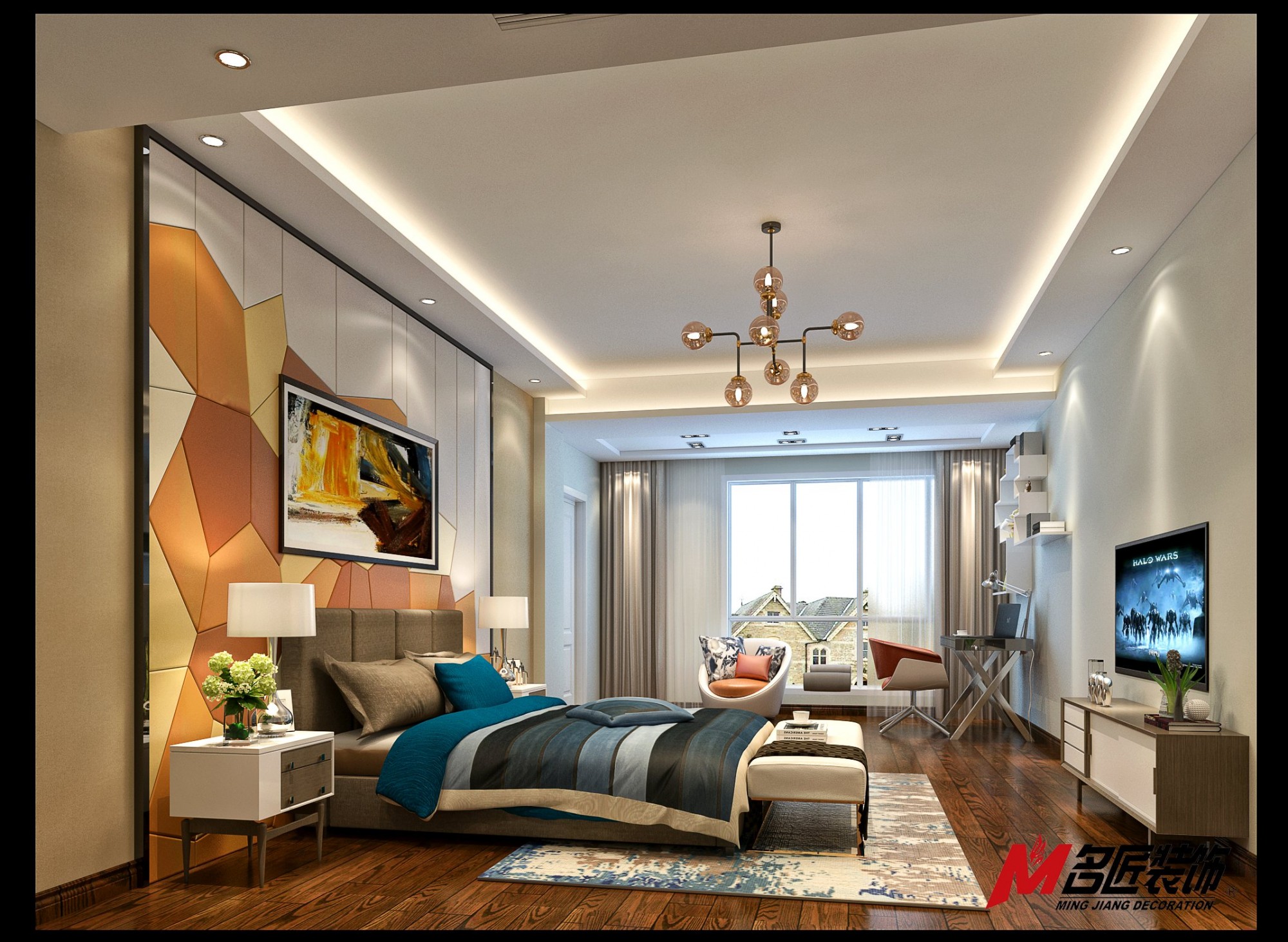 新中式风格别墅装修效果图-景和人家别墅265平米