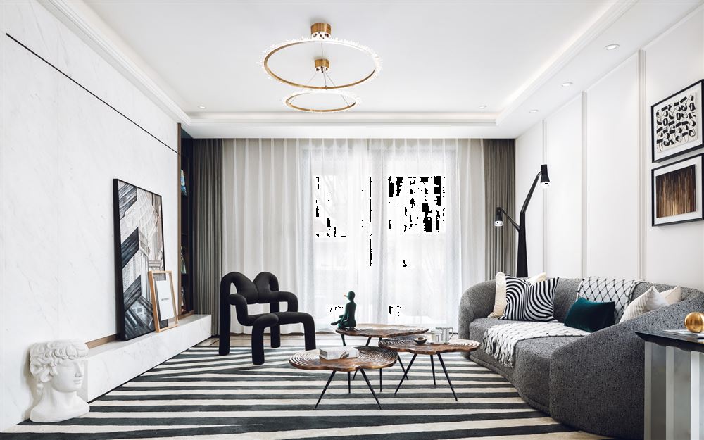室内装修风尚国际129平米三居-法式轻奢风格室内设计家装案例