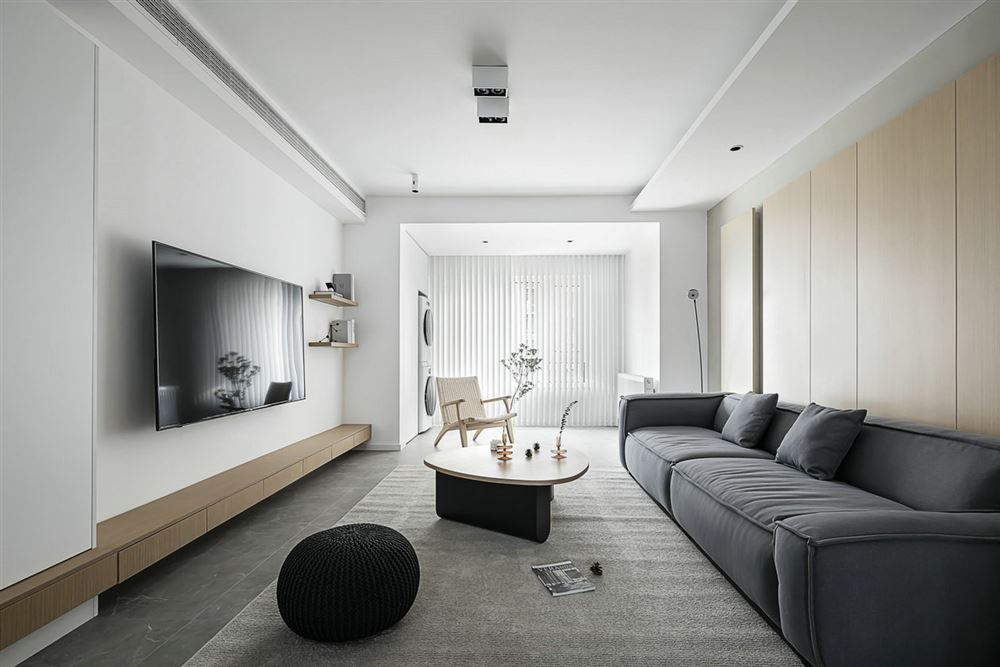室内装修恒福新里程花园120平方米三居-现代极简风格室内设计家装案例