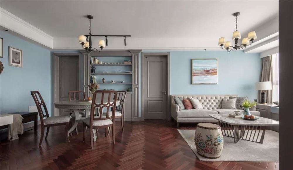 嘉怡苑130平米三居-美式复古风格家装设计室内装修效果图
