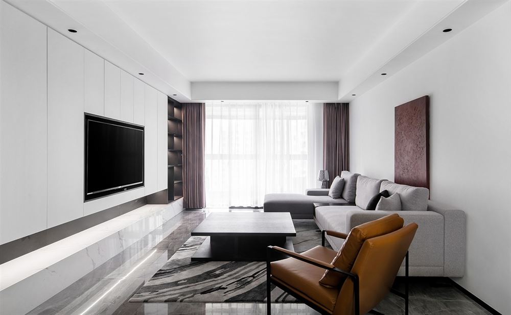 南昌装修设计锦江国际新城126平方米三居-现代极简风格室内家装案例效果图