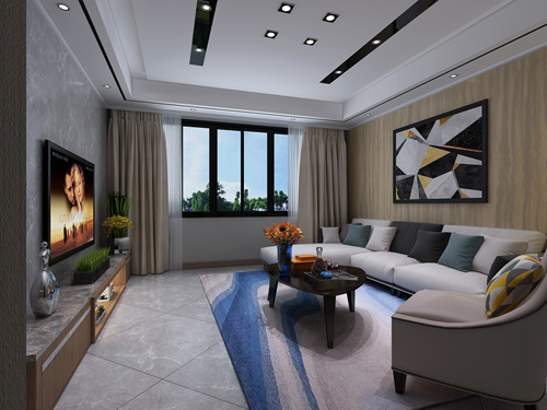 江南世家名称二居98平米欧式风格装修案例-客厅