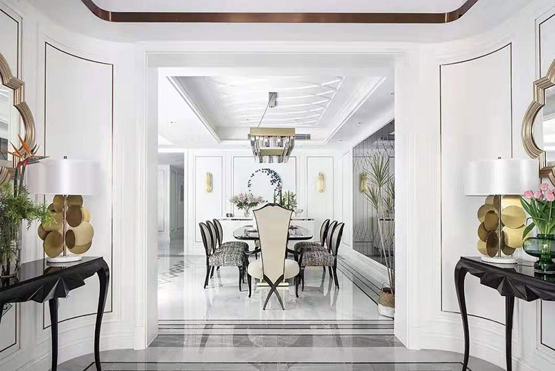 现代简欧风格室内装修效果图-英溪桃源平层125平米-餐厅