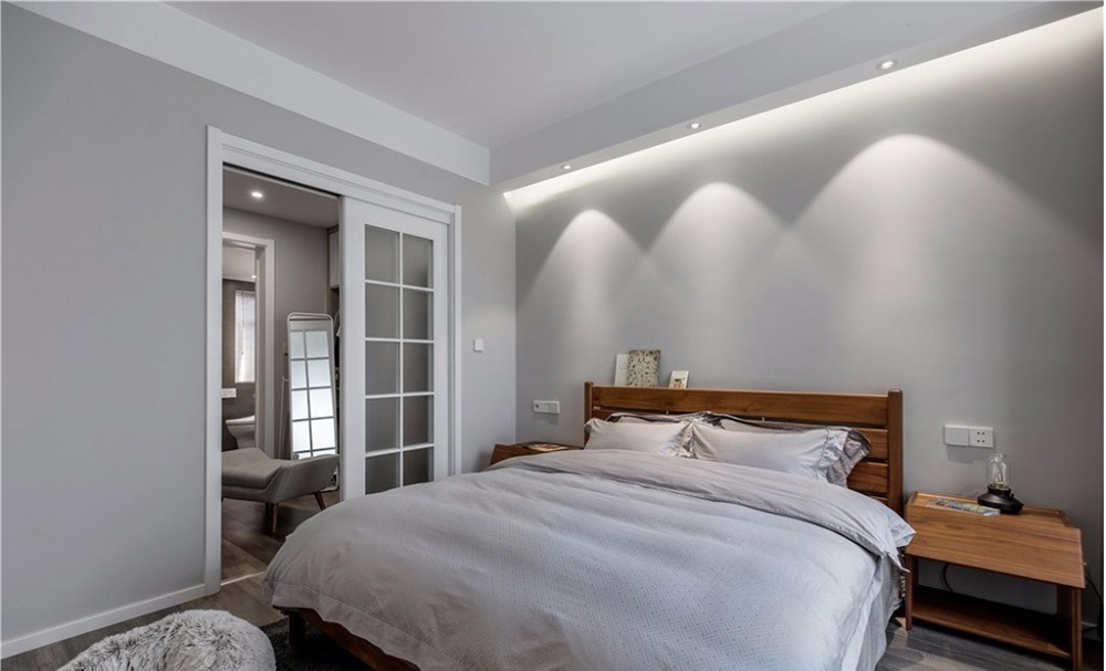 锦绣花园三居135平米北欧风格装修案例-卧室床