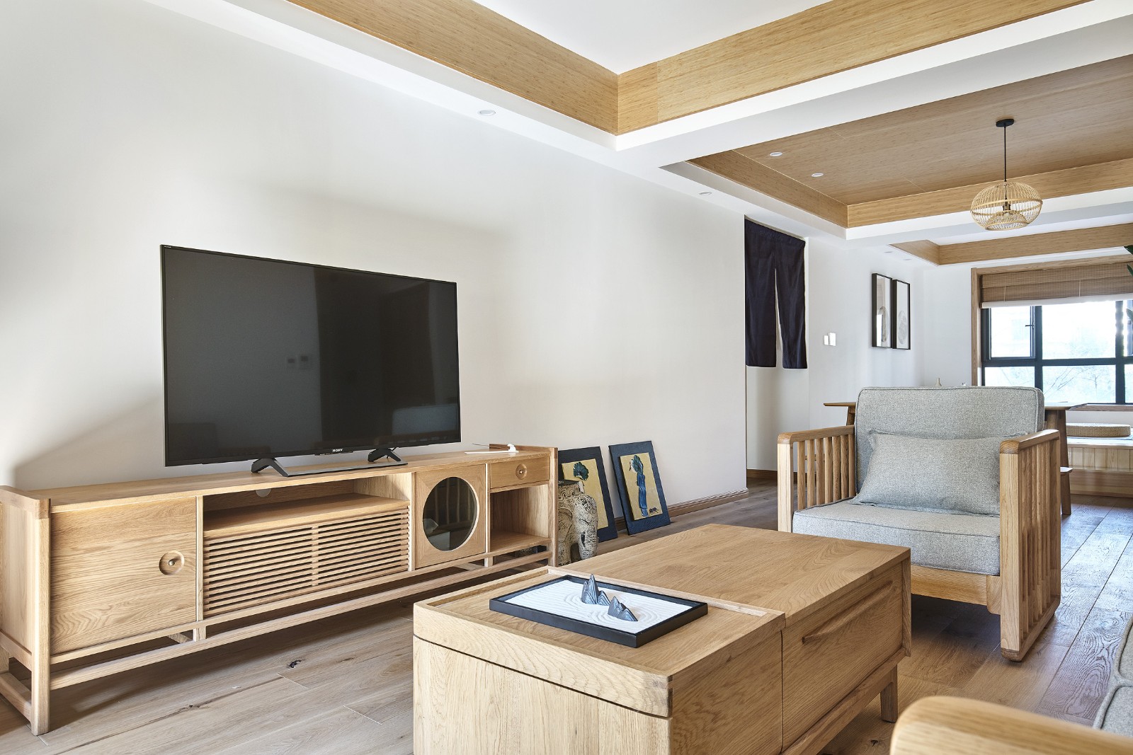 日式简约原木风格家装设计室内装修效果图-客厅