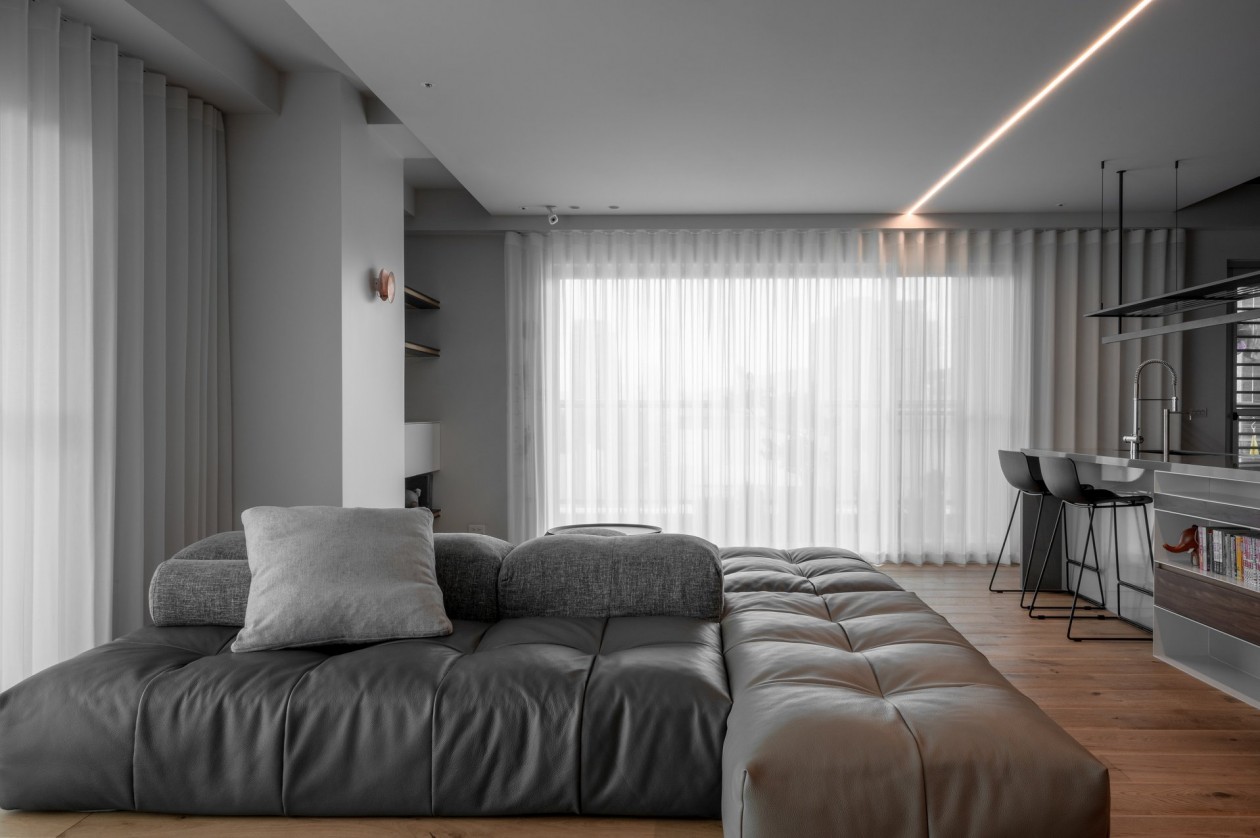 高级黑白灰现代简约风格室内装修设计-客厅沙发