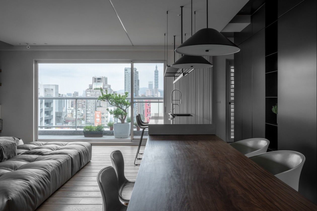 高级黑白灰现代简约风格室内装修设计-餐厅