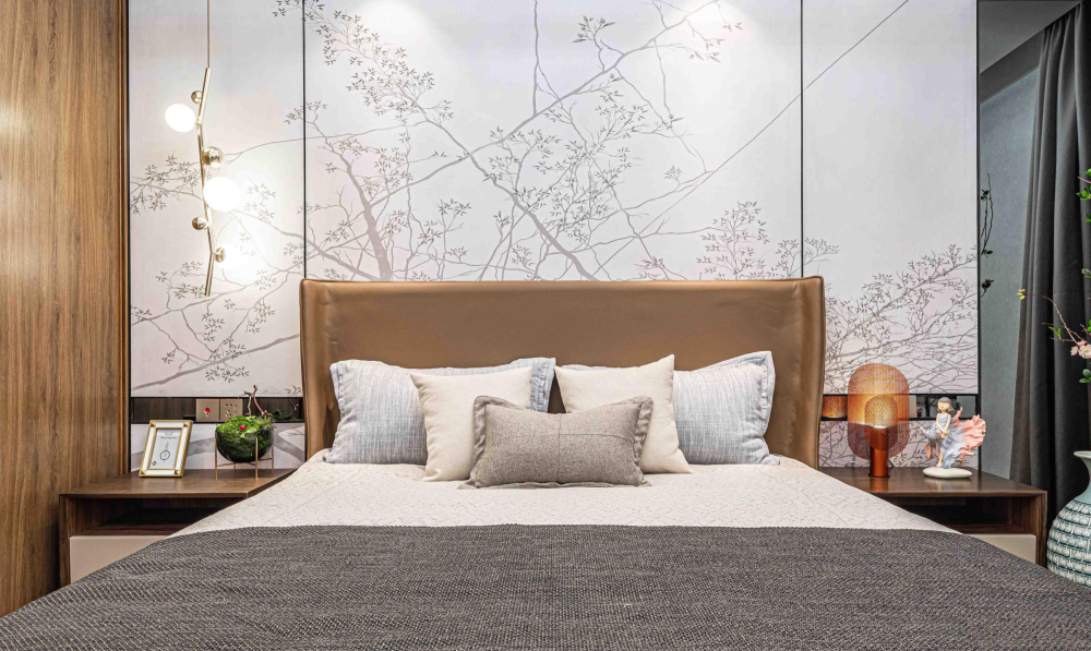 新中式风格室内设计家装案例-卧室背景墙