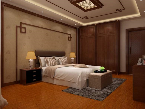 老人房卧室装修设计使用软木地板