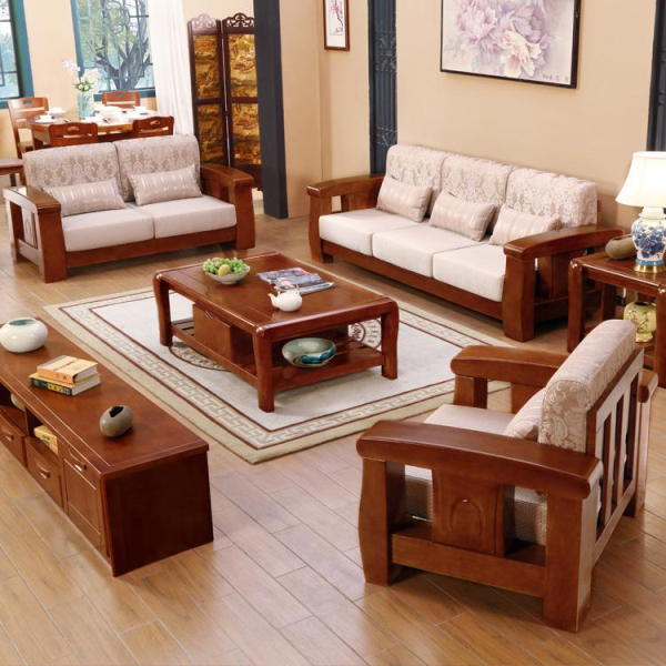 室内装修设计客厅实木沙发
