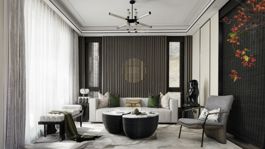新中式风格别墅室内设计家装案例-客厅