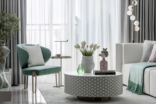 简欧轻奢风格室内设计家装案例-客厅茶几沙发