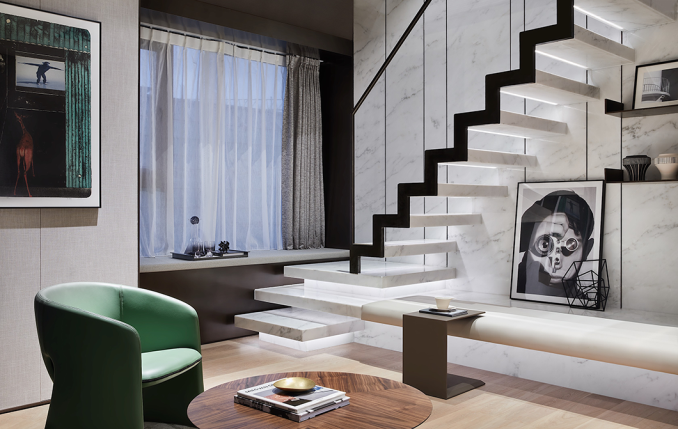 现代简约风格别墅室内设计家装案例-楼梯间